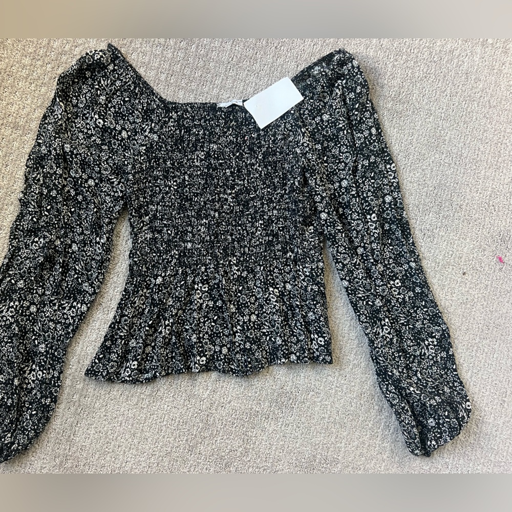 White Birch Black and White Floral Sweater